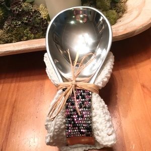 💫💫 Hand Beaded Spoon Rest w/ Knitted Matt💫💫